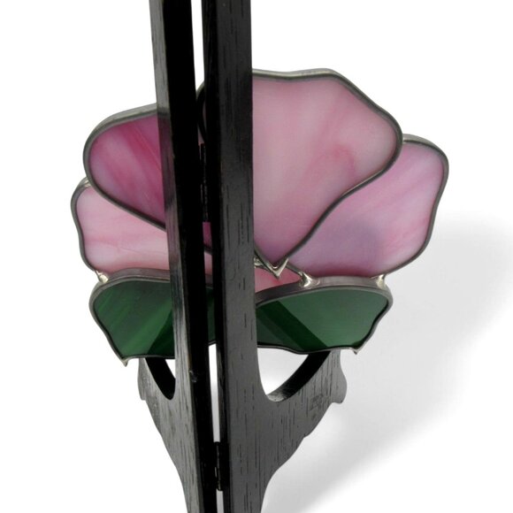 STAINED GLASS Pink Flower 3D Window Hanging Floral Suncatcher - Picture 5 of 10